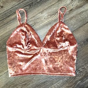 Pink velvet material crop top